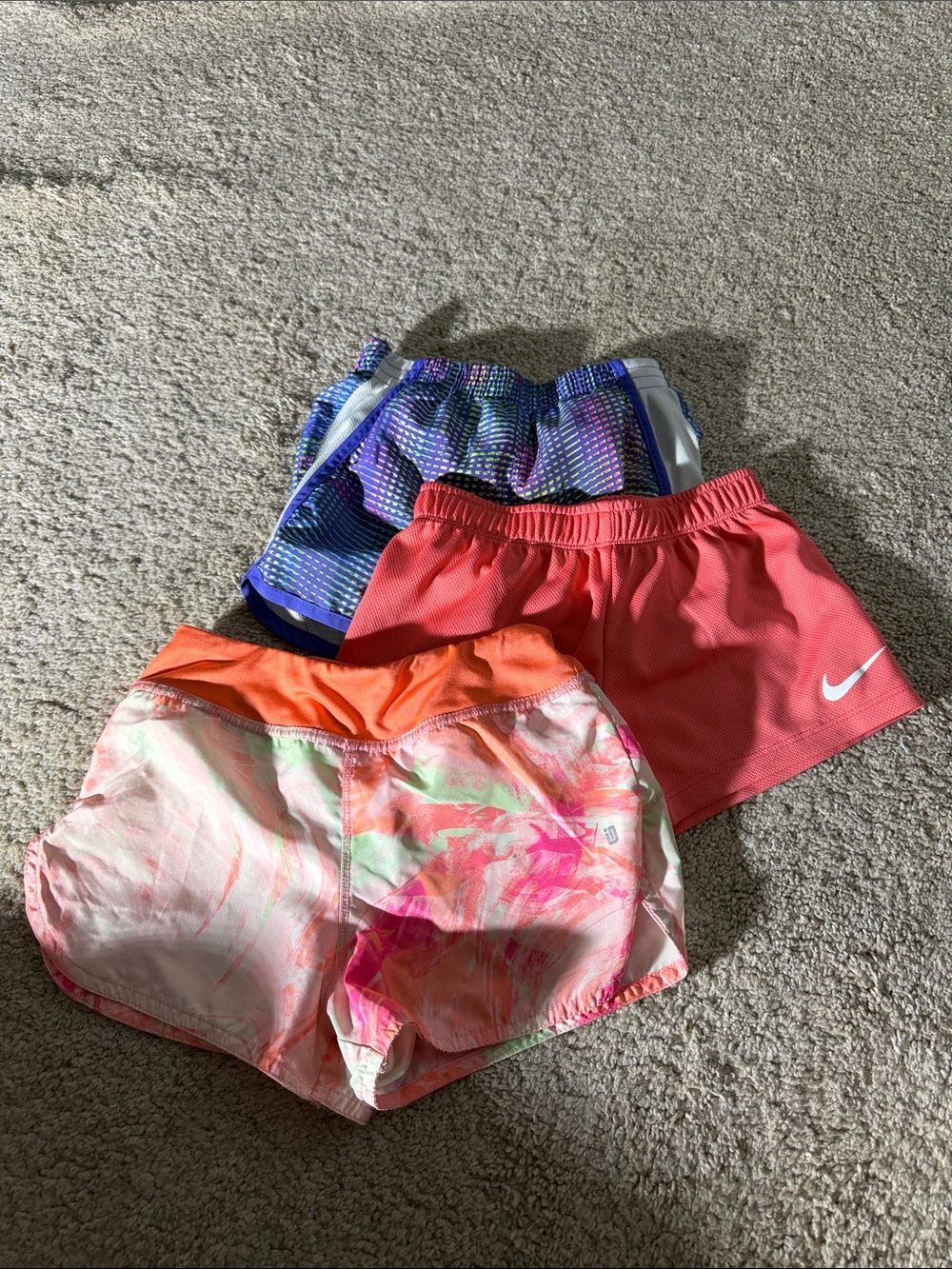 Nike/Ideology Girl's Coral Pink and Multicolor Athletic Shorts Bundle